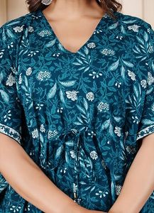 Floral Print V-Neck Maxi Dress Loose Boho Cap Sleeve <b>Summer</b> Casual <b>Kaftan</b> Dress - Product Image 6