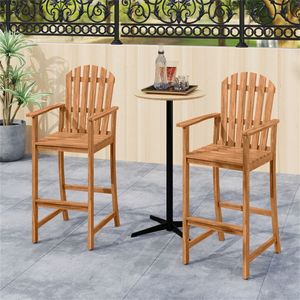 Sgabello da Bar Ergonomico per Esterni, Altezza Seduta 31 Pollici, Design a Doghe, Struttura in Legno, per Tavoli da Bar da 40-43 Pollici, Sedie da Bar Alte - Product Image 4