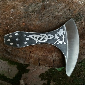 Tête de hache Tomahawk en acier Damas forgé sur mesure avec manche en bois de rose, lame de 4 pouces, qualité industrielle, outil de camping extérieur - Product Image 4