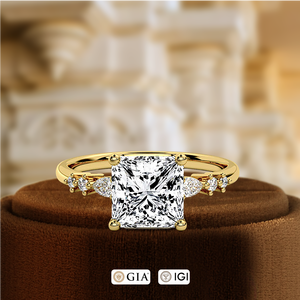 Bague de fiançailles en diamant de laboratoire de 1,5 carat, taille princesse, certifiée IGI, or jaune 14 carats, minimaliste, cadeau de mariage, bague de promesse pour femme - Product Image 2