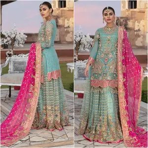 पाकिस्तानी भारतीय शादी की पोशाक कस्टम सिले ब्राइडल lehenga शरारा Barat संग्रह शिफॉन पोशाक गर्म बेच 2021