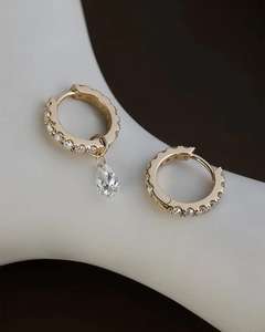 Pendientes de Aro con Diamantes de Moissanita de Corte Redondo para Mujer, Plata 925 con Baño de Oro, Joyería para Propuesta de Matrimonio, Regalo de Boda - Product Image 5