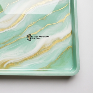 Square Green Marble Resin Serving <b>Tray</b> with Gold Vein Design Decorative Epoxy <b>Tea</b> Coffee Snack Serving <b>Tray</b> for Home Decor - Product Image 6