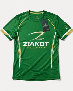 เสื้อยืด ZIAKOT รุ่นใหม่ ดีไซน์พิเศษสำหรับผู้ชาย สีเขียวเคลลี่ ขาว-ทอง สำหรับการแสดงออกทางกีฬา - Product Image 1
