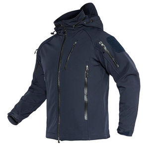 Windproof Hooded Windbreaker <b>Jacket</b> Solid Color Full Zipper Workwear Style Outdoor Coat Autumn Winter Wear PU Coated Nylon - Product Image 5