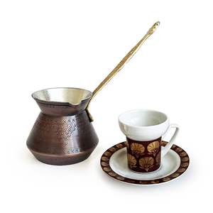 หม้อกาแฟตุรกีทำมือ Cezve Ibrik หม้อทองแดงสำหรับอุ่นกาแฟ ด้ามจับไม้ ใช้ได้กับกาแฟอาหรับ กรีก เอสเพรสโซ นม และเนย - Product Image 2