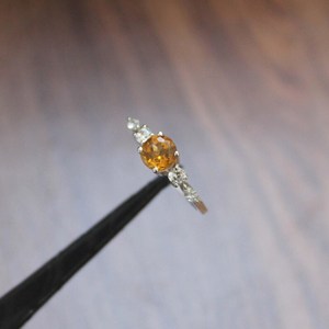 Citrine Sterling Silver <b>Ring</b> Round Cut Champagne Vintage Proposal <b>Ring</b> For Women Elegant Gemstone Jewelry - Product Image 2