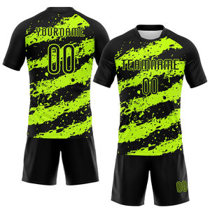 Ensemble de maillots et shorts de volley-ball unisexe en polyester respirant, personnalisé, noir et vert, impression numérique de haute qualité, vente en gros pour équipes - Product Image 1