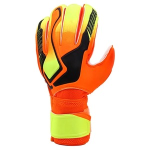 Gants de gardien de but de football à doigts entiers, orange fluo, vert fluo, en PU, antidérapants, respirants, avec sangle de poignet réglable, unisexe - Product Image 1