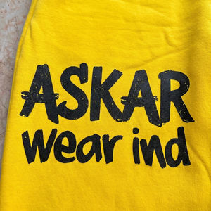 Pantalon de survêtement jaune ASKAR pour homme, taille élastique avec cordon de serrage, imprimé lettres, décontracté, en coton, style automne - Product Image 3