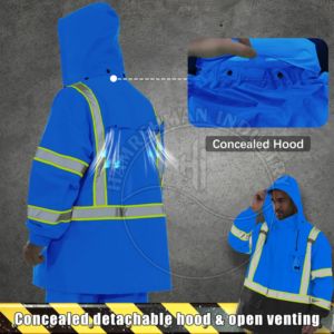 High Visibility Polyester Front Zipper Reflective Safety Jacket Wholesales Custom Logo Construction Winter Clothes Safety Wear - Product Image 4