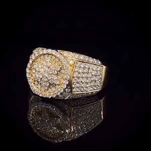 Unique Iced Out 925 Silver Gold Plated Moissanite Hip Hop <b>Rings</b> for <b>Men's</b> with VVS Clarity GRA Certified - Product Image 3