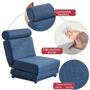 Divano letto portatile pieghevole in lino e facile da riporre, poltrona singola in lino traspirante per il tempo libero, realizzata con cuscino indossabile - Product Image 6