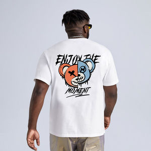 Camiseta de punto de cuello redondo estilo vintage para hombre al por mayor, 100% poliéster, estampada digitalmente, manga corta, holgada - Product Image 1