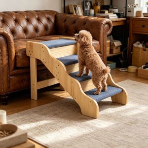 Scaletta per Animali Domestici in Memory Foam a Forma Ovale con Superficie Antiscivolo e Rivestimento Rimovibile in Tessuto con Motivo Animale - Product Image 6