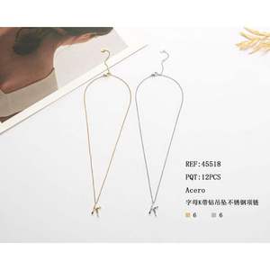 Collar con Colgante de Diamante en Forma de Letra K de Acero Inoxidable, Estilo Minimalista Unisex para Uso Diario, 6 Opciones de Color - Product Image 1