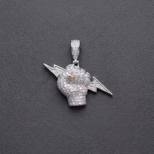 Colgante de Lujo con Diseño de Rayo y Diamantes de Moissanita, Plata de Ley 925, Estilo Hip Hop Iced Out - Product Image 5