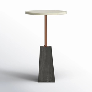 Mesa Auxiliar de Lujo con Pedestal, Tapa Redonda, Base Cónica y Columna de Soporte Elegante, Ideal para Bares - Product Image 1
