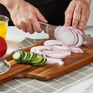Tabla de cortar de madera de acacia, diseño de paleta larga, gruesa y duradera, segura para cuchillos, ideal para cortar, servir y uso diario en la cocina - Product Image 2