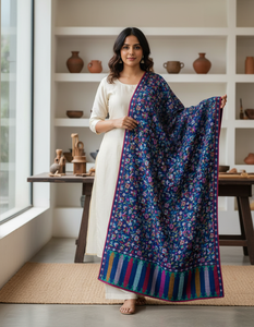 Luxurious Soft and Warm Winter Long Pure Pashmina <b>Shawl</b> Hand Needle Work Embroidery Traditional Kashmiri Style Knitted <b>Wrap</b> - Product Image 5