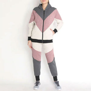 Ensemble de survêtement d'hiver pour femmes grande taille, couleur unie, sweat-shirt 100% coton avec pantalon de jogging deux pièces - Product Image 1