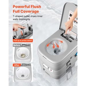 Inodoro Portátil con Tanque de Desechos Desmontable de 7.9 Galones, 200 Descargas, Diseño Moderno para Acampar, Viajar al Aire Libre, Indicador de Nivel para Adultos - Product Image 4