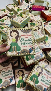 New Elegant Mehndi Ceremony Return <b>Gift</b> <b>Box</b> Traditional Indian <b>Wedding</b> Favors & Souvenirs for Guests - Product Image 2