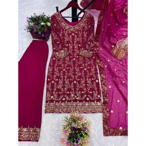 Conjunto de Top y Pantalón de Fiesta para Mujer de Diseñador y Hermoso Dupatta - Product Image 6