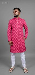 Colección de Kurta-Payjama de Manga Larga con Diseño Estampado en Algodón de Alta Calidad, Fabricante de la India, Suministro al por Mayor - Product Image 3