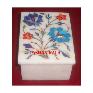 Top Class Quality <b>White</b> Marble Handmade Flower Mother Of Pearl Inlay Design Rectangular Shape Jewelry <b>Boxes</b> For <b>Gifting</b> Purpose - Product Image 4