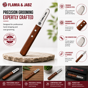 Cuchillo de pelaje Flamia & Jabz para perros, peine de cardado para mascotas terrier, peines de acero inoxidable para zorros, gatos, perros, caballos, peine de madera - Product Image 3