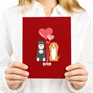 Tarjeta 3D Pop Up con diseño de pareja de perros adorables, tema de amor, con sobre, tarjeta hecha a mano con corazón, tarjeta de felicitación para pareja. - Product Image 2