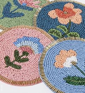 Zodiac <b>Seed</b> Beaded Glass Eco-Friendly Handmade Contemporary Customizable Coaster Set for Dining Coffee Tables Embroidery <b>Mats</b> - Product Image 3