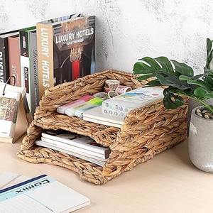 Cesta de Almacenamiento de 2 Niveles para Documentos, Hecha a Mano con Jacinto de Agua, Venta al por Mayor, Ecológica, Hecha en Vietnam - Product Image 3