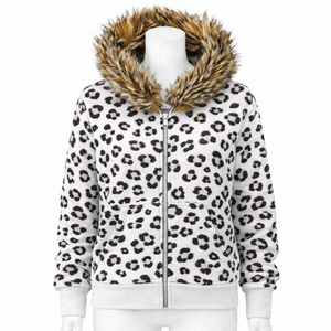 OEM Stylish <b>Leopard</b> <b>Print</b> Zip Up <b>Hoodie</b> With Fur Collar Custom Men Zip Up <b>Hoodie</b> Unisex Heavyweight Fleece Streetwear Hoodies - Product Image 2