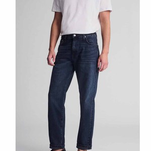 <b>Twin</b> City Men's Dark Wash Straight-Leg Denim Jeans Mid Waist Regular Fit Cotton Casual Autumn Style Solid Color Midweight - Product Image 6