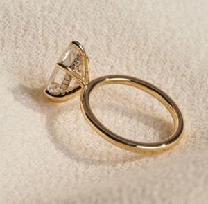 Elegant Hexagon <b>CZ</b> Solitaire <b>Ring</b> Six Prong Setting Solid Gold Hidden Halo Fine Jewelry For Her Daily Style Fiance Present - Product Image 3