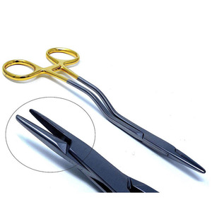 TC Kilner 6.25\" (15.24cm) Tungsten Surgical Instrument Basis Needle Holder <b>Driver</b> Gold Rings Locking Mechanism Bayonet Basis - Product Image 1