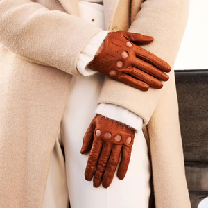 Gants pour hommes en cuir de chèvre, gants de conduite et d'équitation, à doigts entiers, non doublés, antidérapants, en cuir véritable - Product Image 4