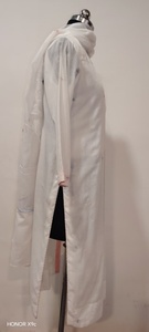 White Cotton <b>Kurti</b> With Embroidered V-Neck And Star Motifs Loose Fit Ankle-Length Traditional Women's Casual Wear India Style - Product Image 4