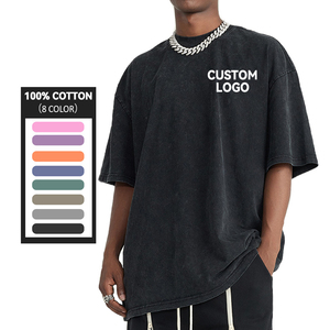Camiseta OEM al por mayor, de peso pesado, lavada, negra, oversize, para hombre, con estampado gráfico, lavado ácido, vintage, personalizada, con impresión DTG - Product Image 2