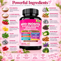 Complément alimentaire 16 en 1 Myo-Inositol D-Chiro-Inositol avec Berbérine, Chasteberry, DIM, Magnésium, Zinc, 60 capsules végétales pour femmes
