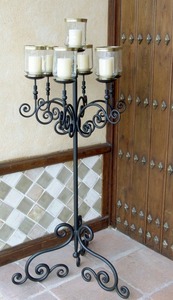Golden Three-Arm Candelabra with Mother of Pearl Inlay Decorative <b>Candle</b> Holder for Home Decoration - Product Image 2