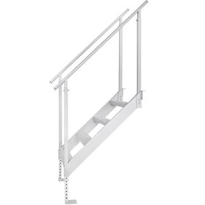 Scaletta a 4 Gradini per Pontone, Altezza Regolabile 30-38 Pollici, Capacità di Carico 500 Libbre, Corrimano Doppio, Accessori per Barche in Alluminio - Product Image 1