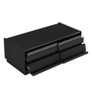 Modern <b>Rectangle</b> <b>Coffee</b> <b>Table</b> with 4 Drawers and 2 Display Shelves 47.2" Wood and Tempered Glass Fluted Style - Product Image 6