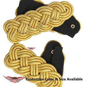 KEW Customized Bullion Wire Mylar Thread <b>Braided</b> Eco-Friendly Epaulettes Black Back Embroidered Garment <b>Accessory</b> - Product Image 2