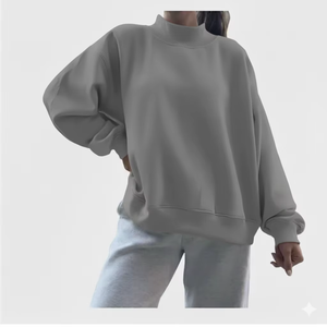 Sudadera Casual Oversize de Cuello Alto para Mujer, Moda Contemporánea Enfocada en la Comodidad, Sudadera Suave al Tacto para Uso Diario - Product Image 2