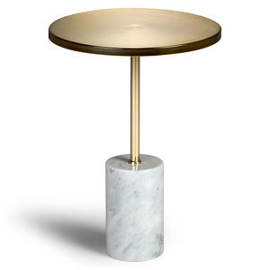 MODERN HANDMADE <b>GOLD</b> IRON MARBLE TOP PEDESTAL <b>TABLE</b> with <b>GOLD</b> ACCENT for LIVING ROOM HOME DECOR & FARMHOUSE - Product Image 1