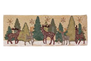 Embroidered Reindeer <b>Table</b> <b>Runner</b> Rustic Animal Pattern Washable Home Decor - Product Image 4