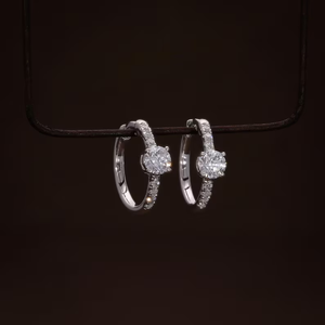 Pendientes de Aro con Diamantes Creados en Laboratorio para Mujer, Corte Redondo, Joyería Clásica para Uso Diario, Opciones Multitono - Product Image 1